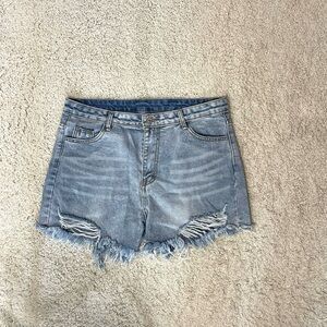 SHEIN distressed denim shorts